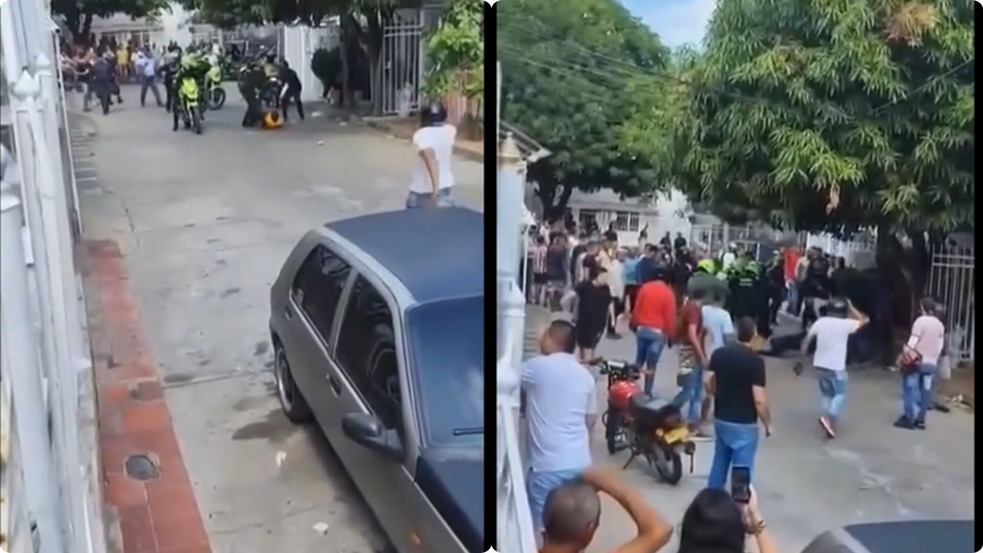 La comunidad aprovechó la presencia de la policía para agredir al hombre - crédito composición fotográfica