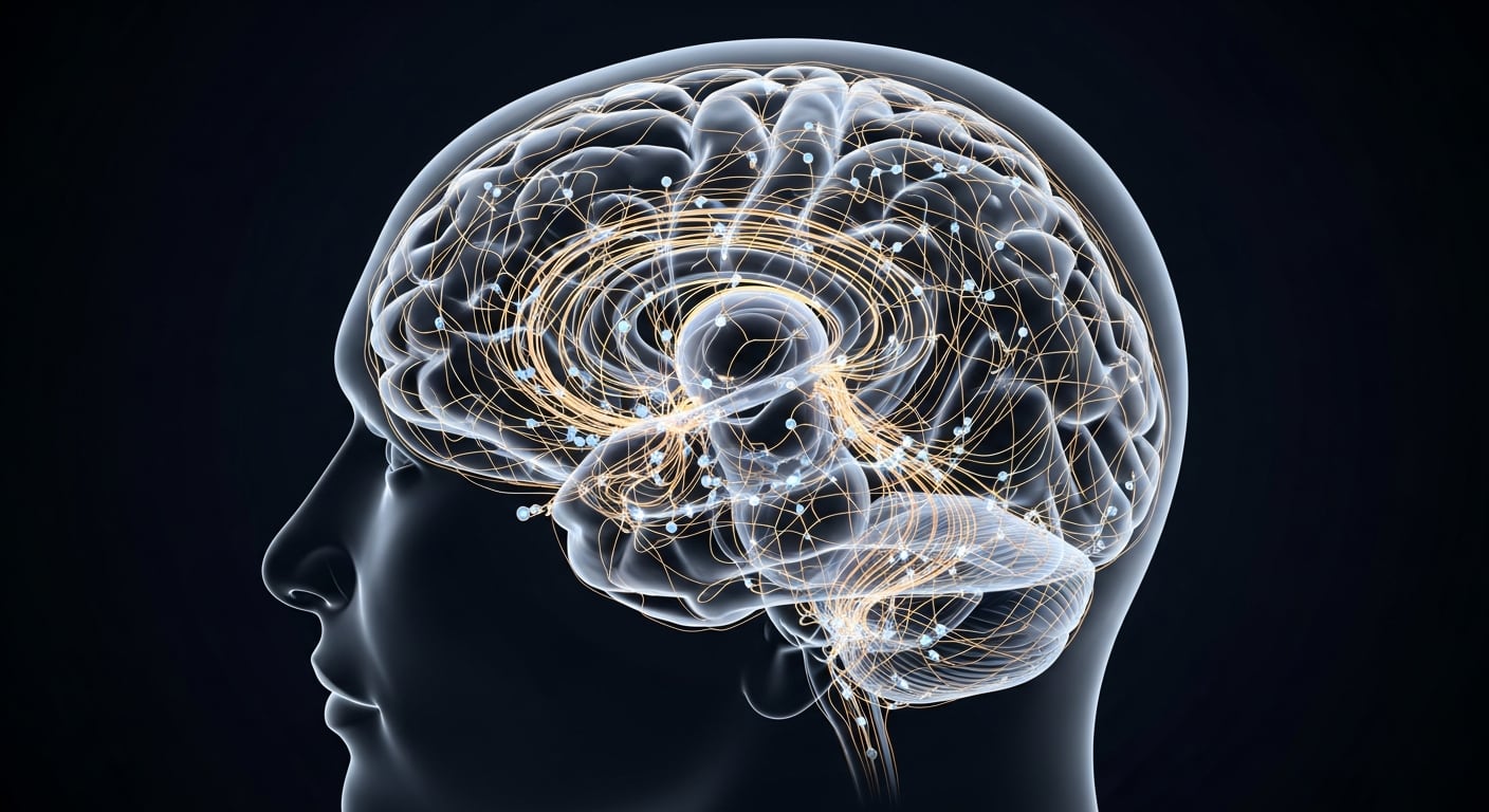Imagen conceptual que ilustra el funcionamiento del cerebro humano, mostrando las complejas redes neuronales y la transmisión de señales eléctricas que permiten el procesamiento de la información y el desarrollo de las capacidades cognitivas. (Imagen Ilustrativa Infobae)