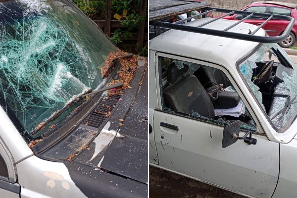 Locura en Córdoba: un hombre discutió con su padre y le rompió los vidrios de tres autos con un caño