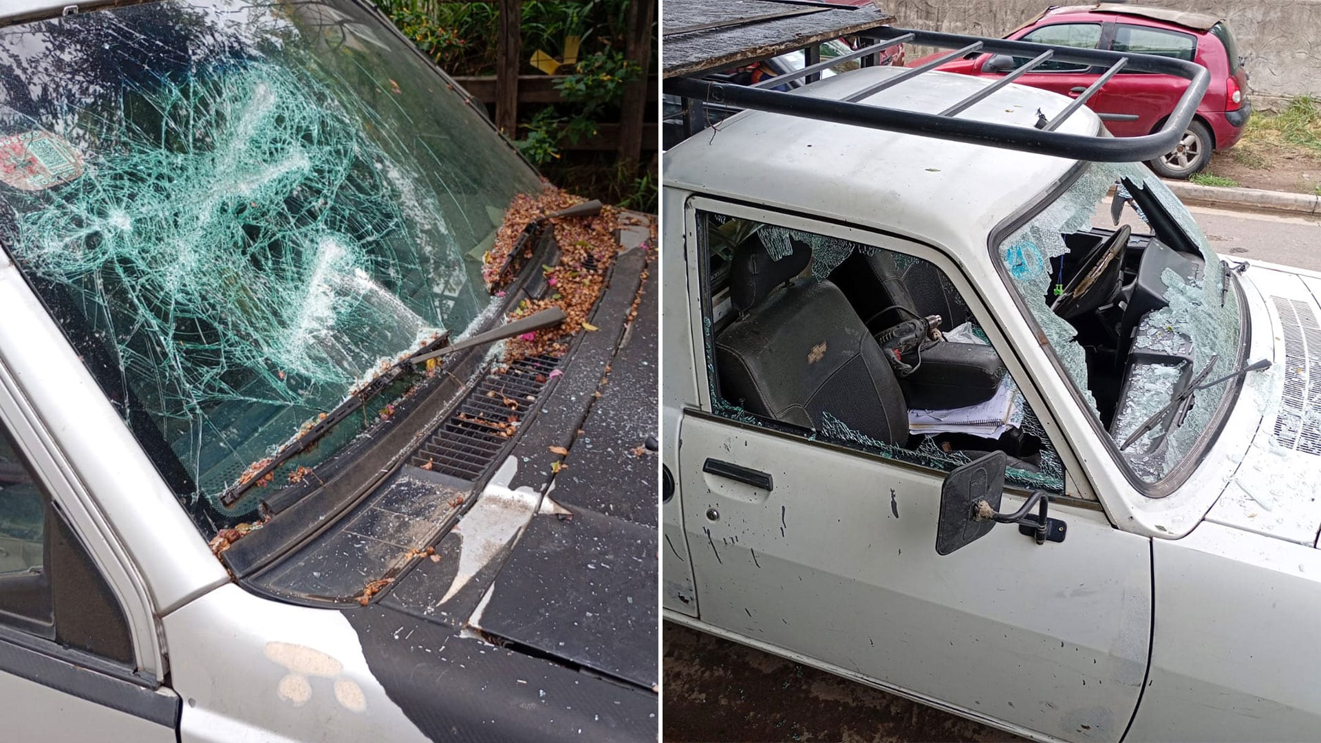 Locura en Córdoba: un hombre discutió con su padre y le rompió los vidrios de tres autos con un caño