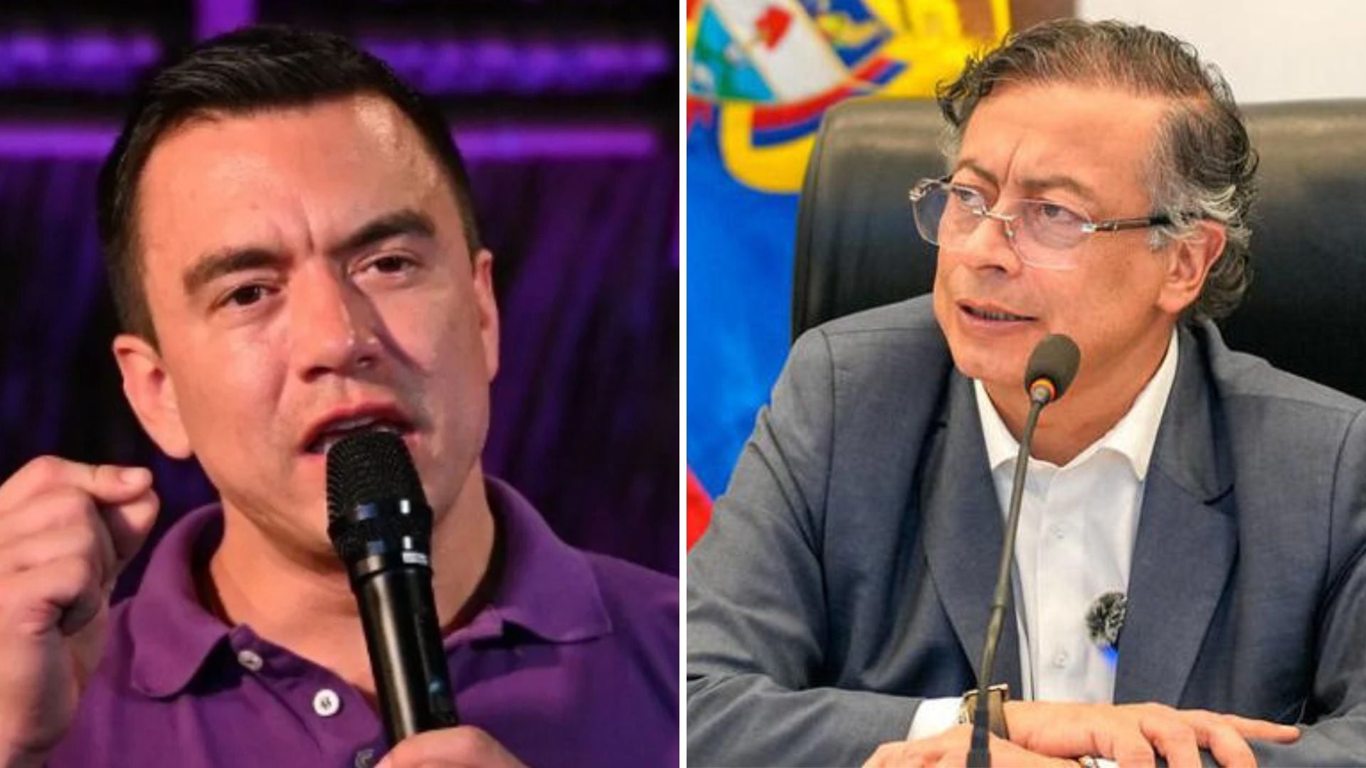 El presidente de Ecuador, Daniel Noboa y su homólogo, Gustavo Petro, de Colombia. (crédito AFP/Presidencia de Colombia)
