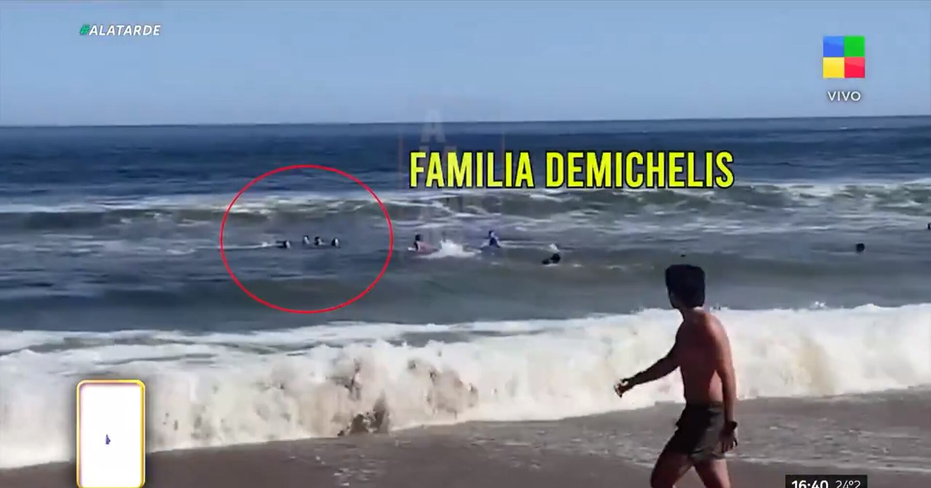 Martín Demichelis, sus hijos y una sobrina se bañaron en un lugar prohibido