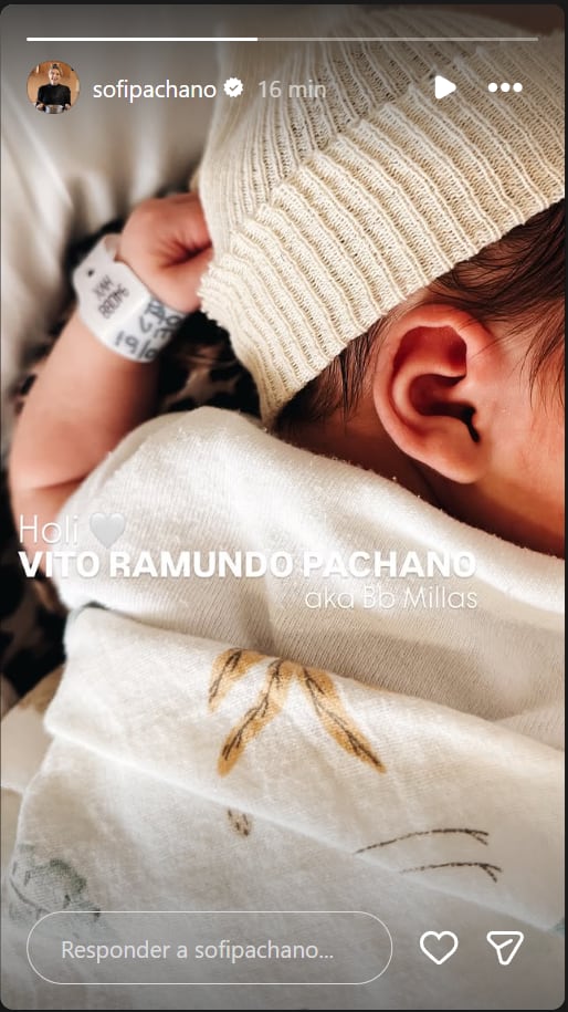 Nació Vito, el primer hijo de Sofía Pachano: “Holi”
