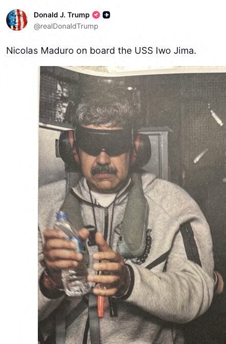 La imagen del dictador Nicolás Maduro, tras ser capturado por Estados Unidos