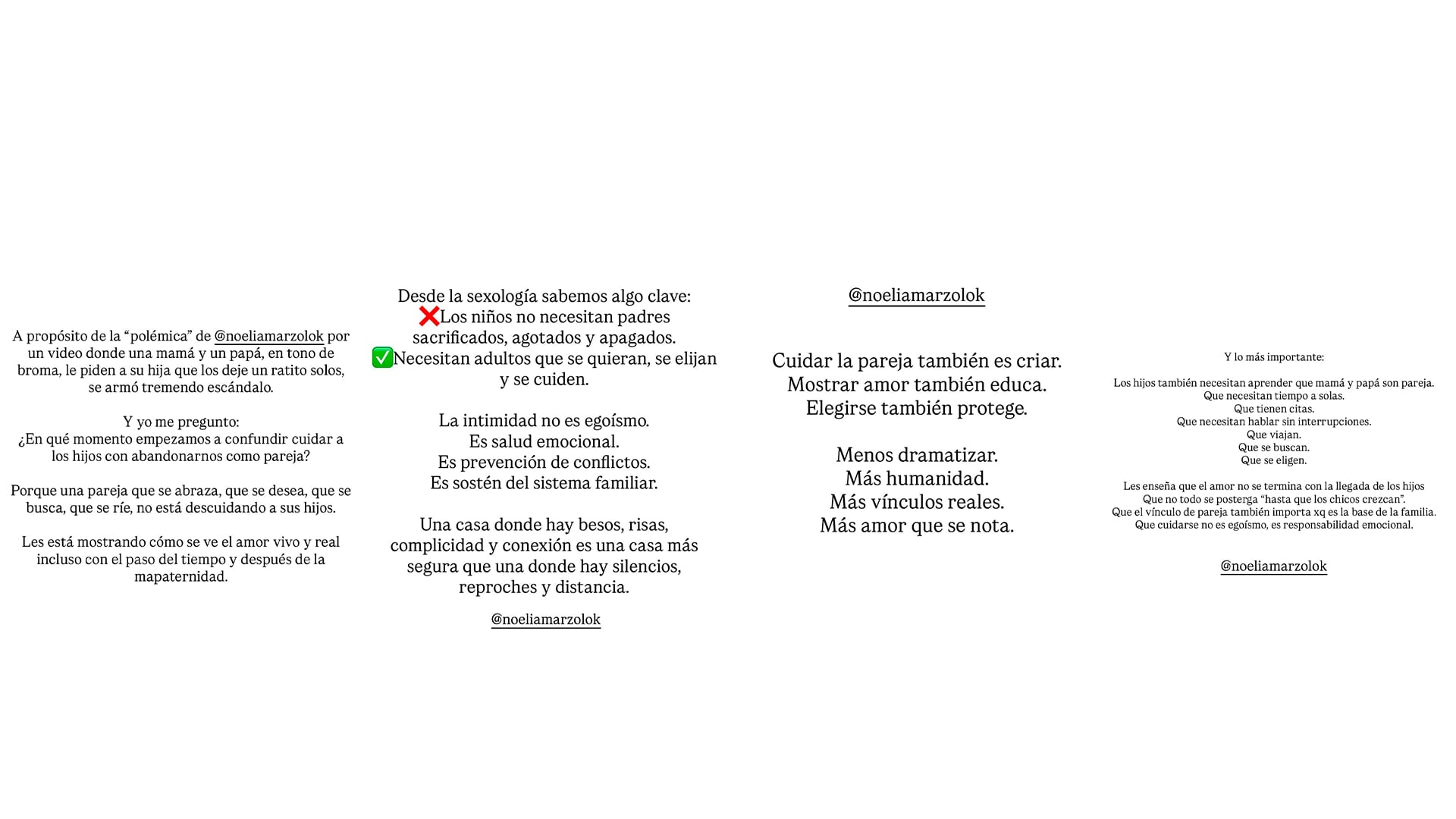 Marzol publicó los posteos que sobre el tema hizo la psicóloga y sexóloga Alejandra Soria Gómez