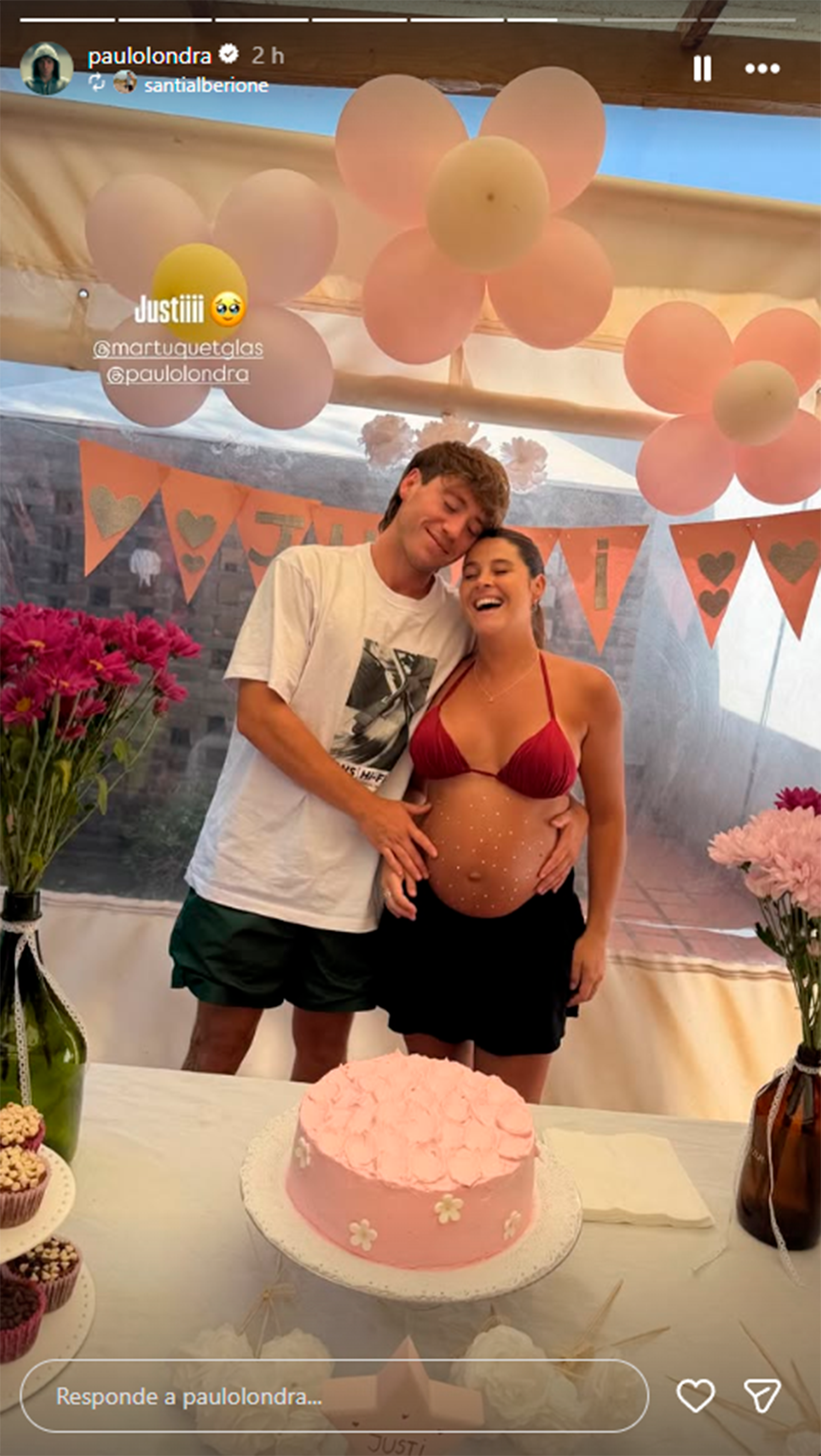 El baby shower de Paulo Londra y Martina se realizó en su casa, en un ambiente familiar y descontracturado cargado de detalles personalizados (Instagram)