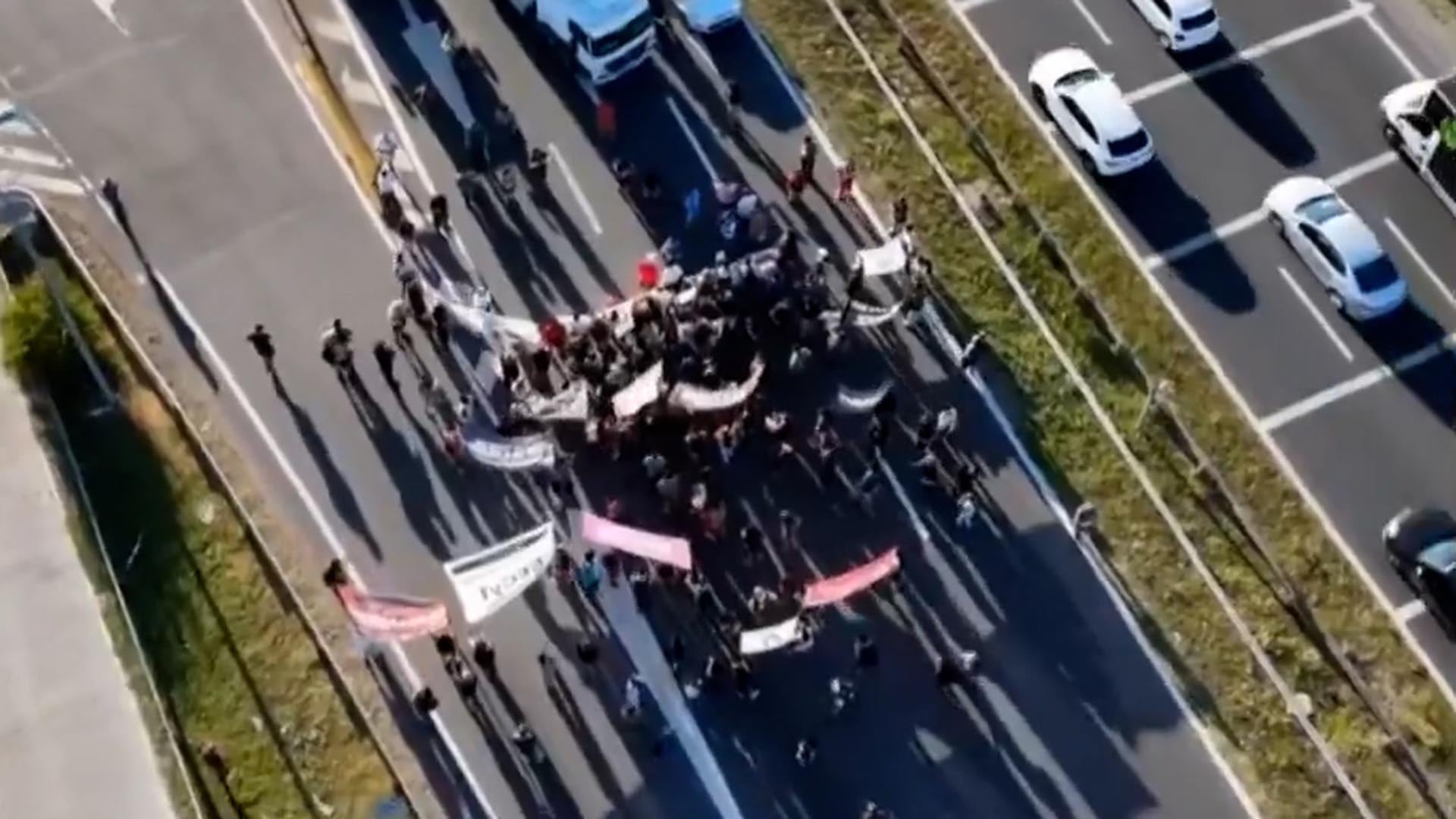 Vista áerea de la protesta en la Panamericana