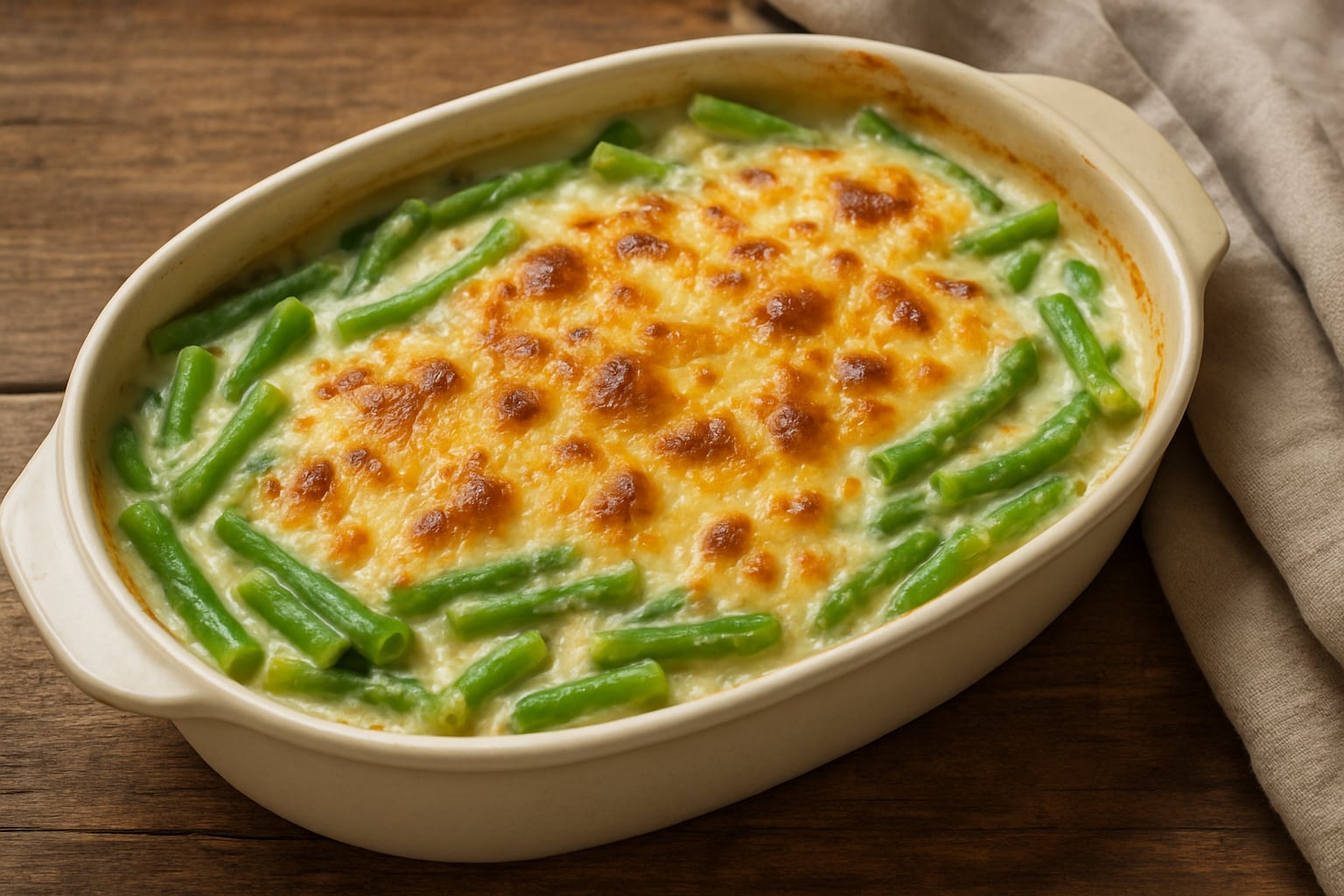 La preparación de las chauchas gratinadas requiere solo 35 minutos e ingredientes sencillos como huevos, leche, harina, manteca y queso (Imagen Ilustrativa Infobae)