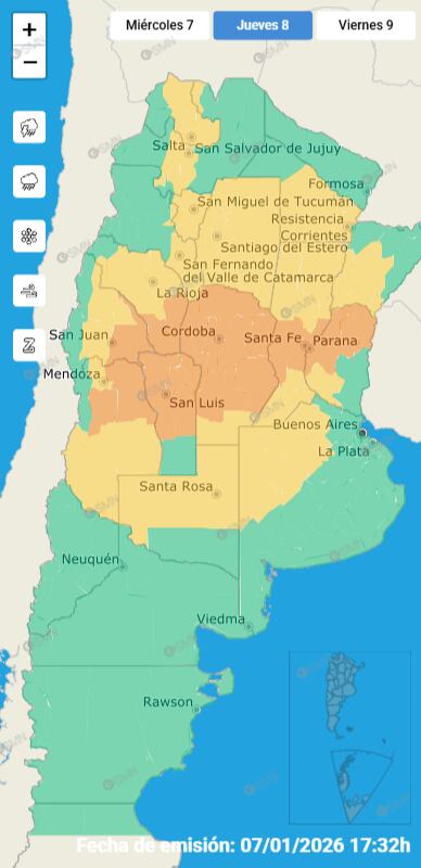 Las lluvias y tormentas previstas podrían acumular entre 100 y 250 milímetros en algunas provincias del centro y norte argentino