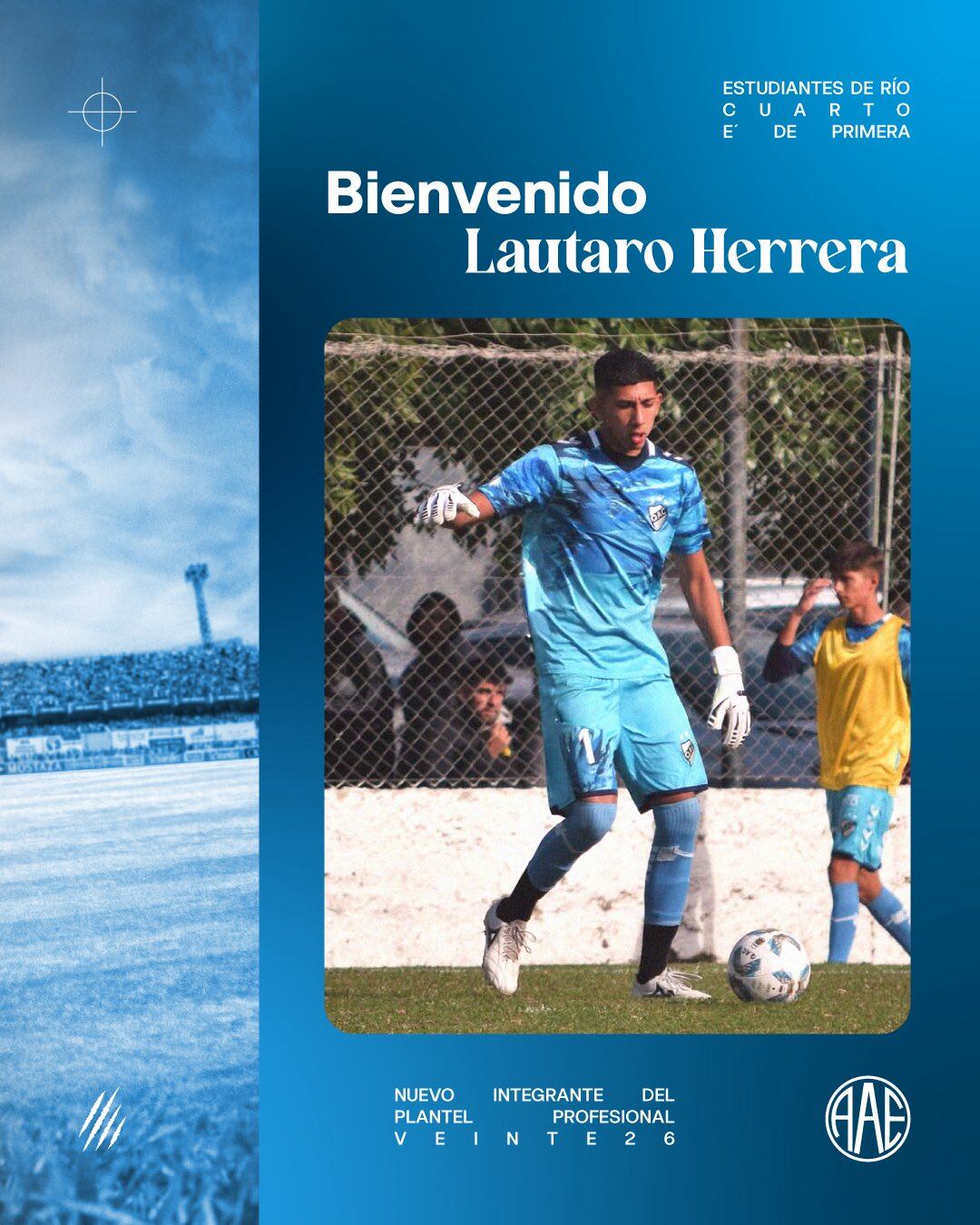 Estudiantes de Río Cuarto trajo al arquero Lautaro Herrera, quien renovó su contrato en Quilmes y pasó a préstamo al recién ascendido (Créditos: @EstudiantesRio4)