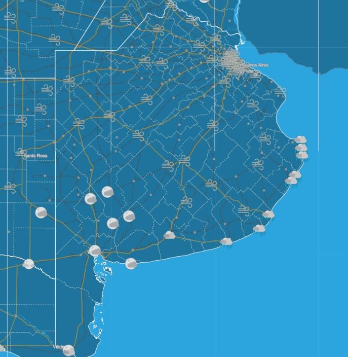 En la Costa se registraron algunos chaparrones, mientras que en el resto de la provincia el viento fue el protagonista (Foto: SMN)