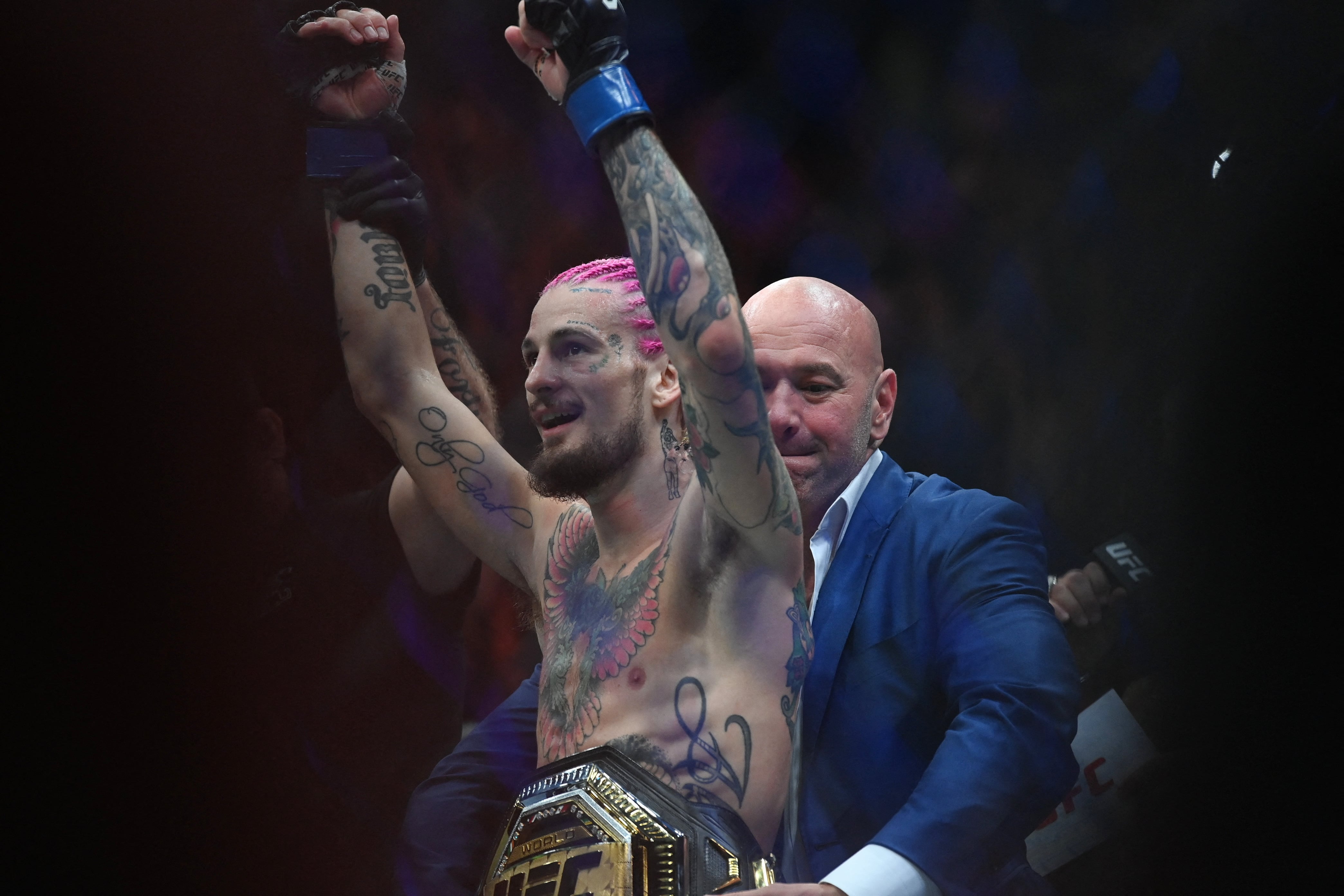 En 2023, Sean O’Malley se consagró campeón del peso gallo tras noquear a Aljamain Sterling, aunque luego perdió el cinturón ante Merab Dvalishvili
(Mandatory Credit: Bob DeChiara-USA TODAY Sports)