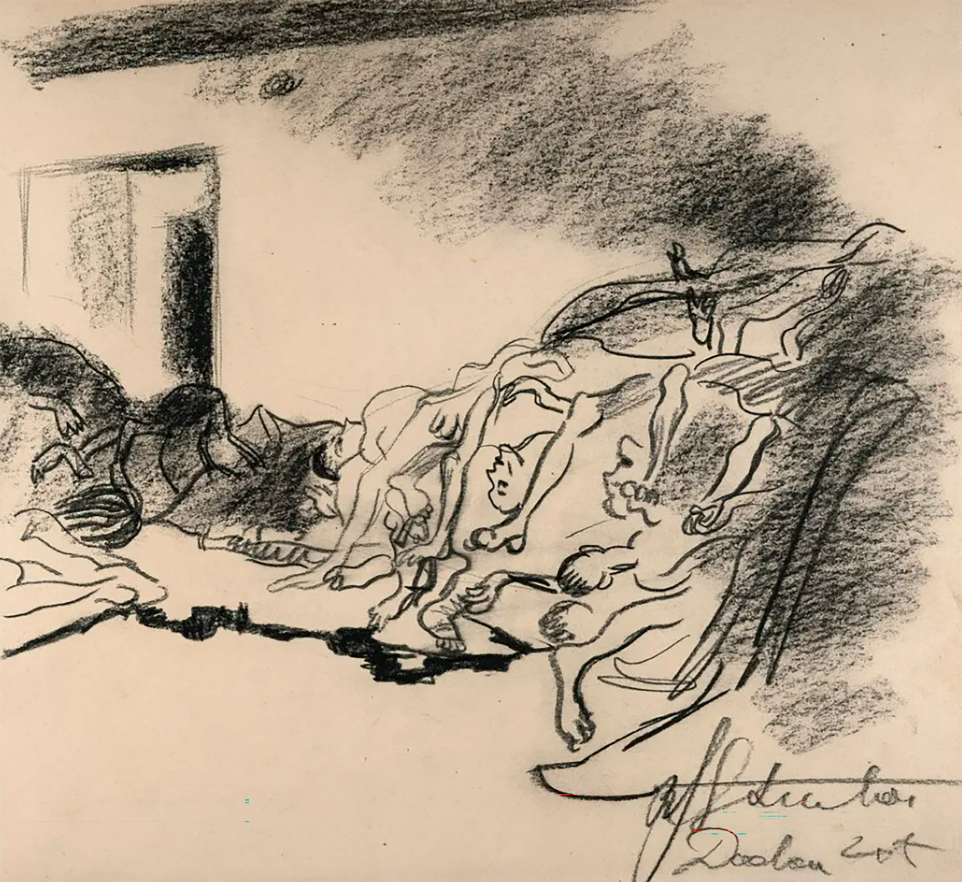 “Campo de concentración de Dachau; Cadáveres en la morgue”, 1945.