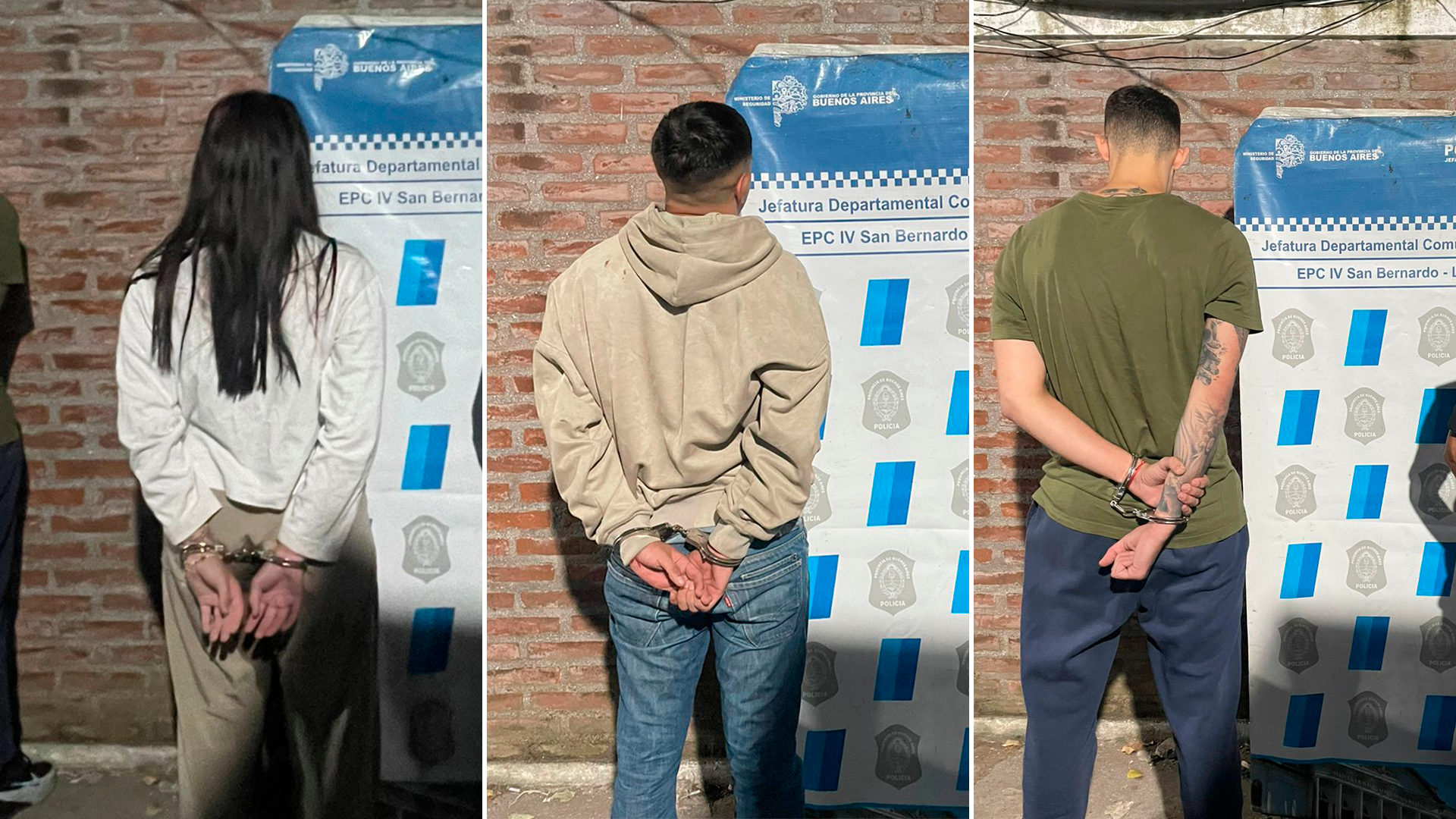 Los ladrones, esposados tras sus detenciones