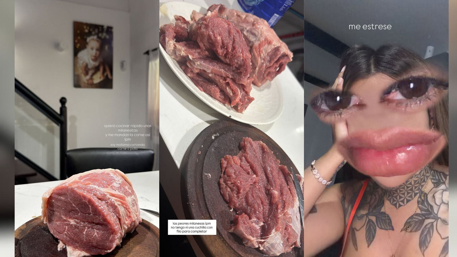 La influencer expresó su angustia ante la imposibilidad de poder cortar las lonjas a la perfección