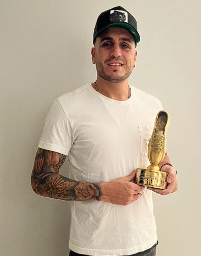 Recibió este premio por ser el máximo goleador de la Liga Concacaf 2022 con Real España (Crédito: @ramiro.rocca9/Instagram)