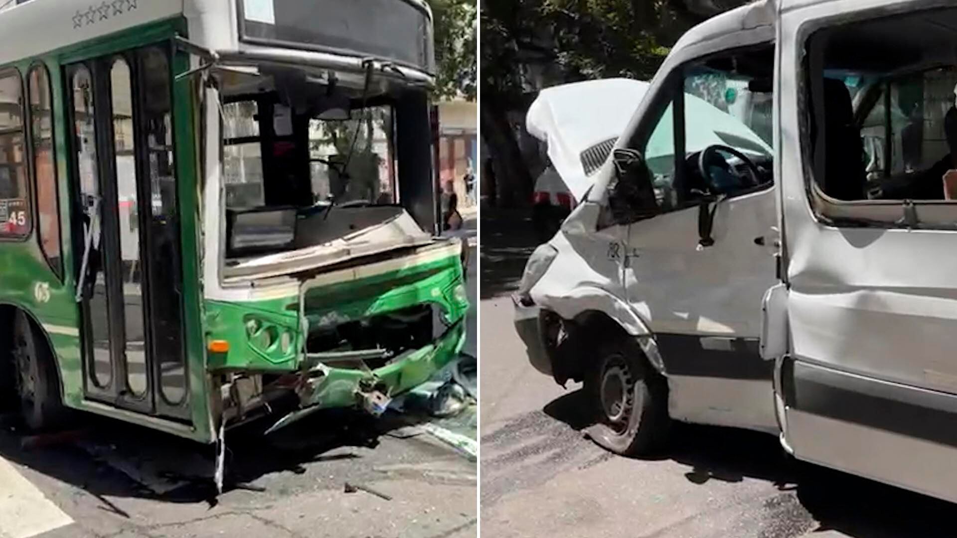 La colisión fue entre un interno de la línea 45 y una camioneta que transportaba mercadería. 