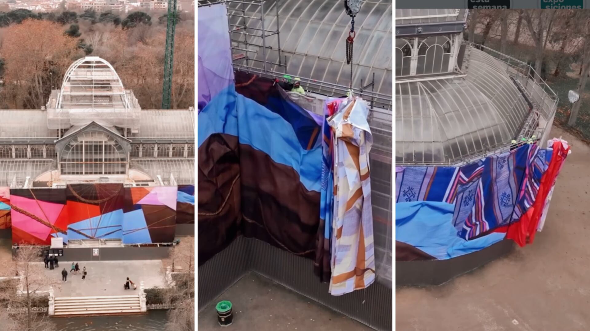 “Lona”, la obra de la artista peruana Andrea Canepa que cubre el Palacio de Cristal (Foto: Instragram @museoreinasofia)