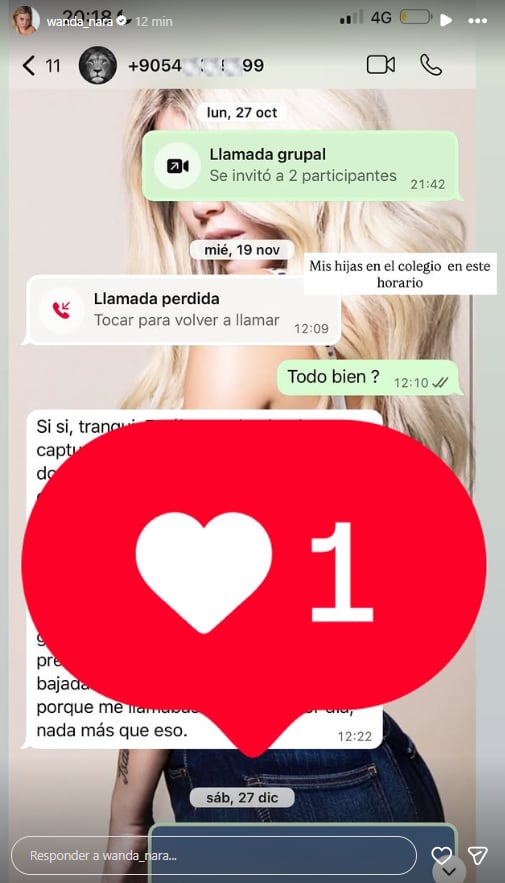 Una hora después de la desmentida de Mauro Icardi, Wanda Nara presentó en sus redes las conversaciones que mantiene con su ex (Instagram)