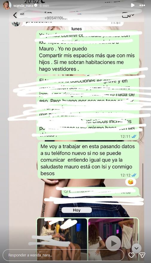 Wanda Nara y una catarata de mensajes que filtró sobre sus charlas con Mauro Icardi 