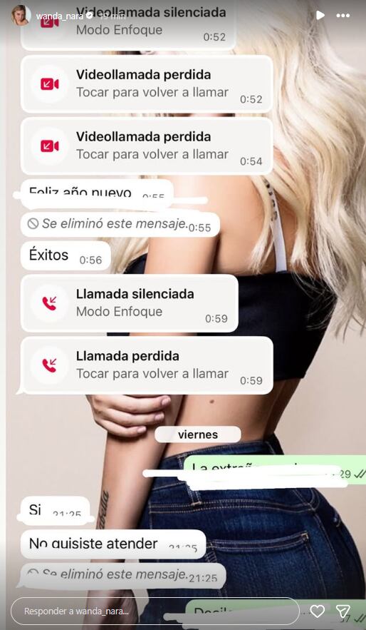 Llamadas y videollamadas en los supuestos chats de Mauro Icardi con Wanda Nara 