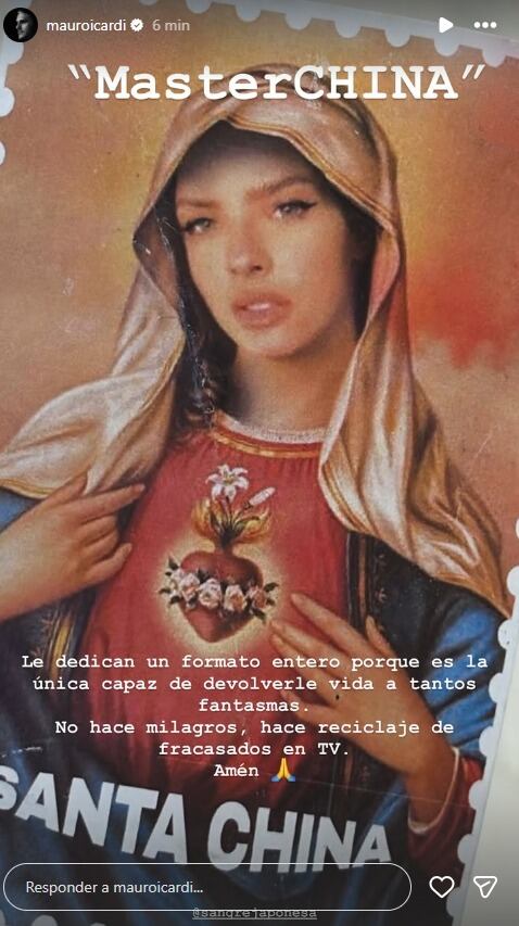 La particular estampita que hizo Icardi en contra de MasterChef y a favor de la China (Instagram)