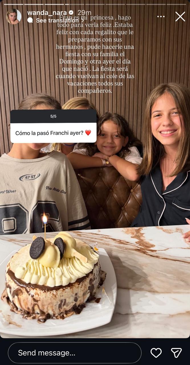 La mayor de las hijas de Wanda pasó su cumpleaños con sus hermanos, su mamá y las hijas de Evangelina Anderson 
