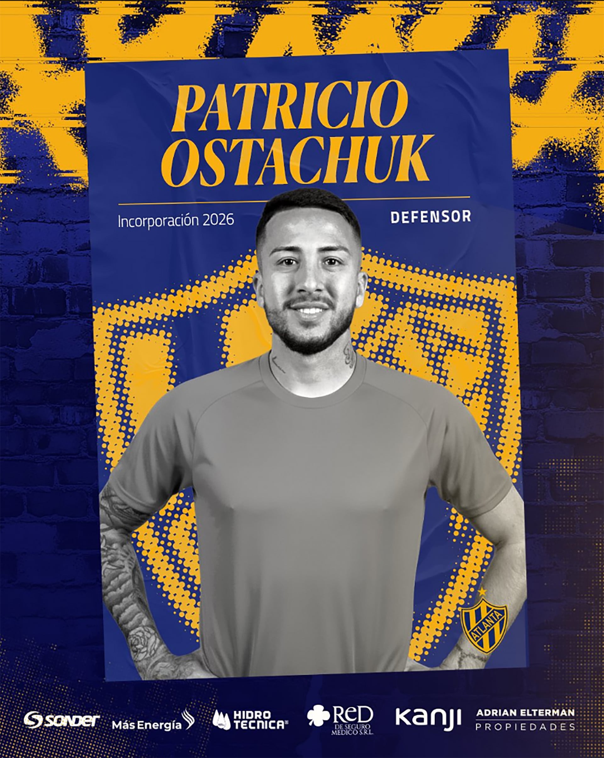 El defensor Patricio Ostachuk, tras su cesión en Tristán Suárez, se sumó a préstamo a Atlanta por un año