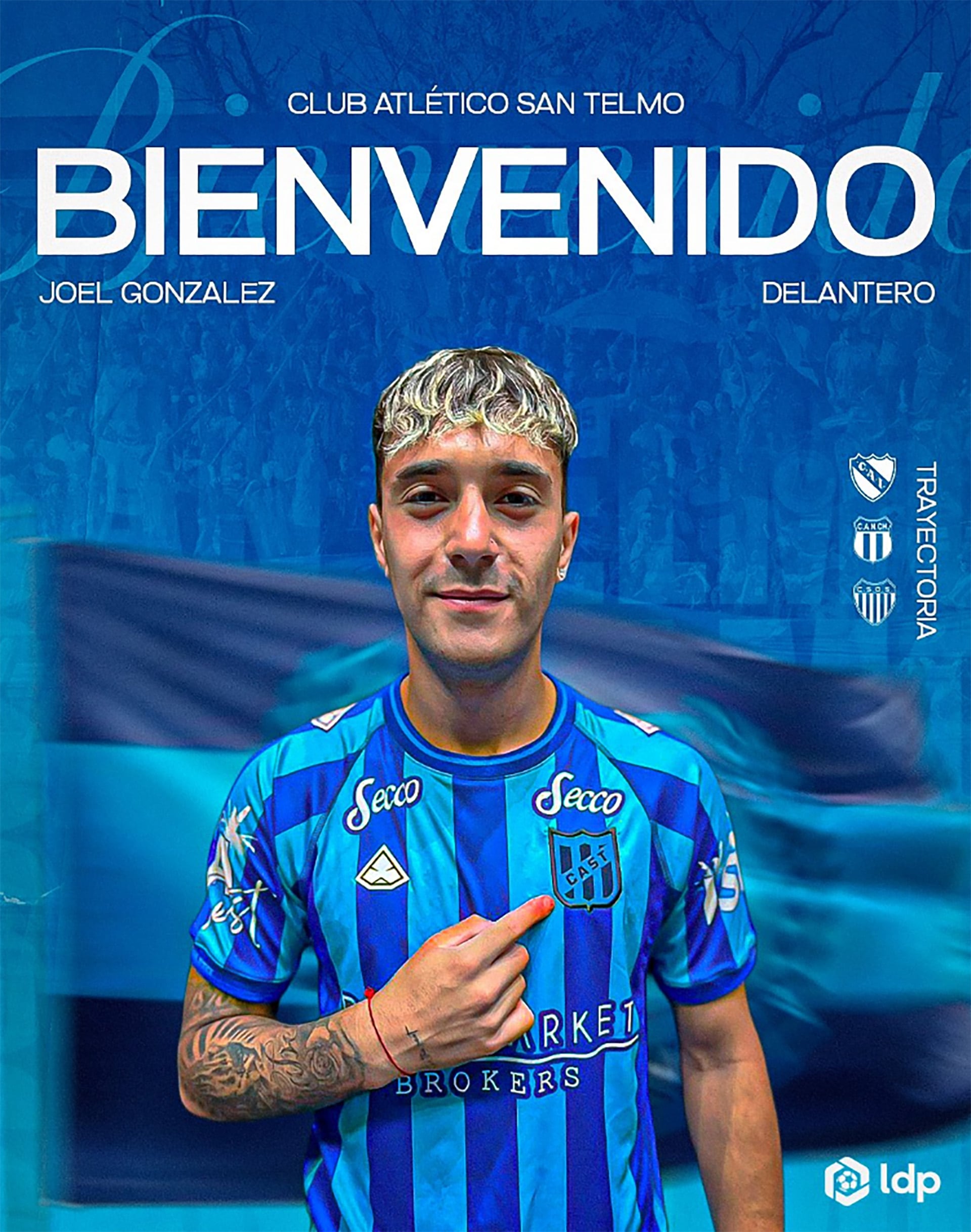 Luego de sus préstamos en Nueva Chicago y Dock Sud, el delantero Joel González (23 años) firmó por un año en San Telmo