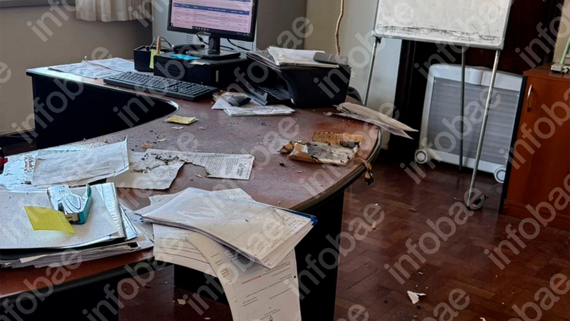 Los restos de la bomba en la oficina donde estalló