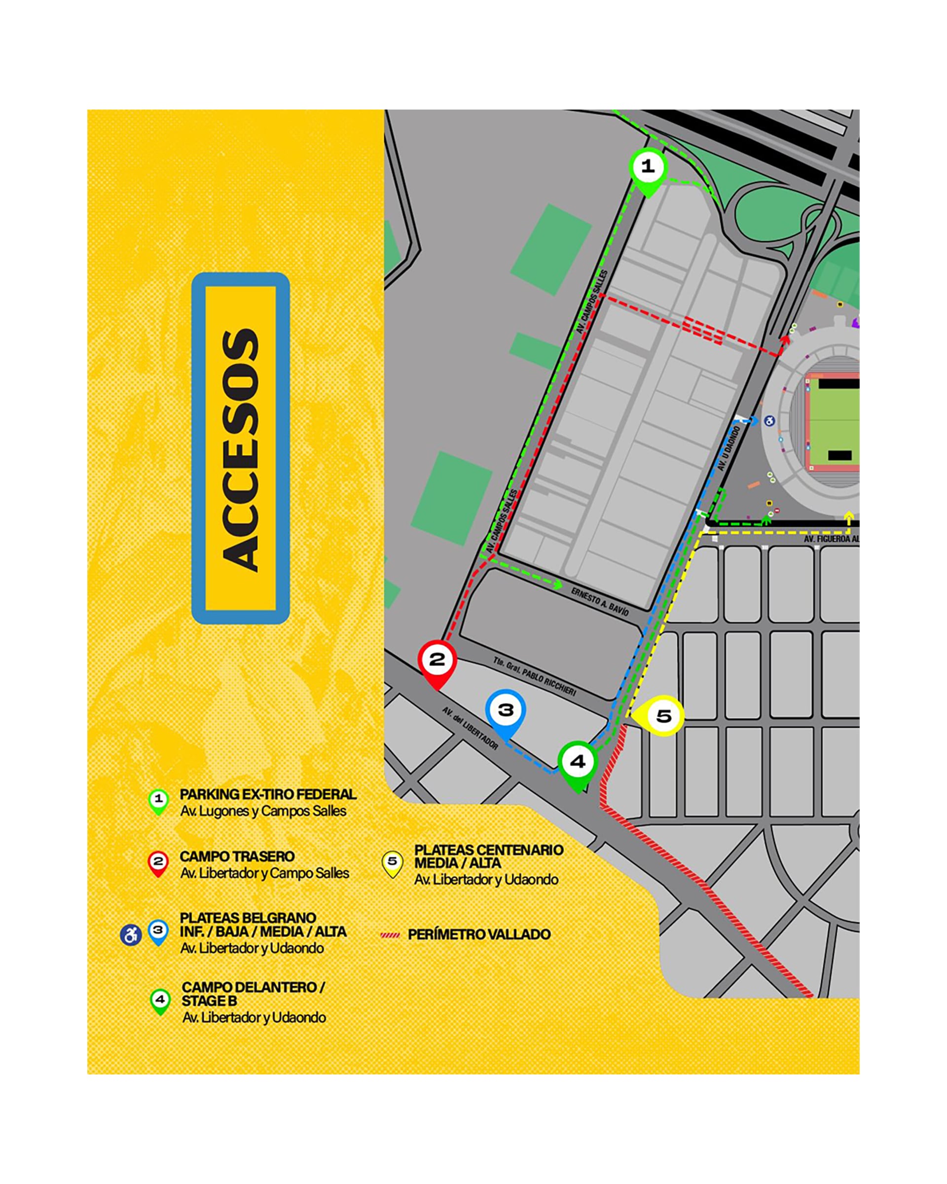 El ingreso está detallado según la ubicación para el show