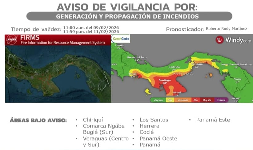 Varias provincias del Pacífico registran riesgo moderado a muy alto de incendios forestales. Cortesía