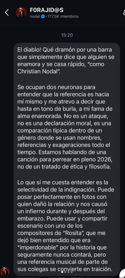 Nodal rechazó que la referencia sea ofensiva y calificó la polémica como una comparación común dentro de la música urbana (Captura de pantalla)