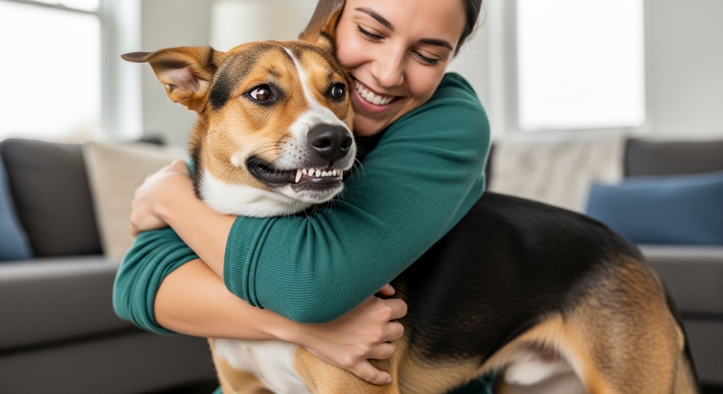 Abrazar a una mascota disminuye el cortisol y aumenta la oxitocina, ayudando a regular el estrés y generar calma (Imagen Ilustrativa Infobae)