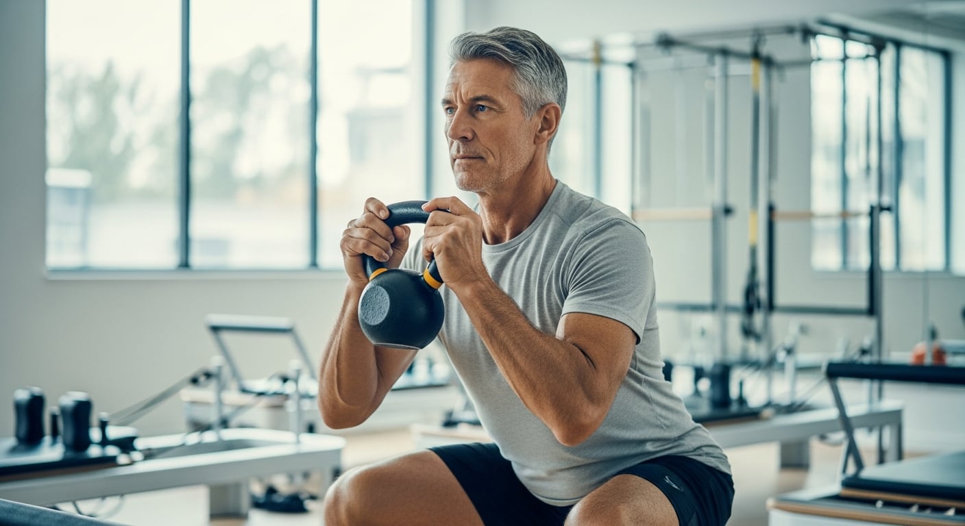 Los entrenadores Colin Pasque y Don Saladino recomiendan movimientos funcionales con peso corporal o pesa rusa para mejorar fuerza y equilibrio desde casa
(Imagen Ilustrativa Infobae)
