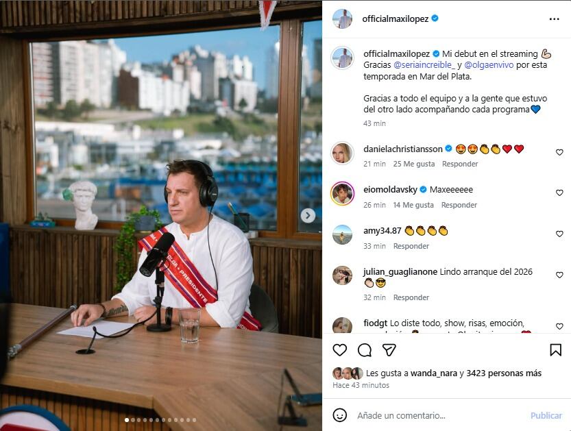 Maxi López debutó en el streaming de Olga