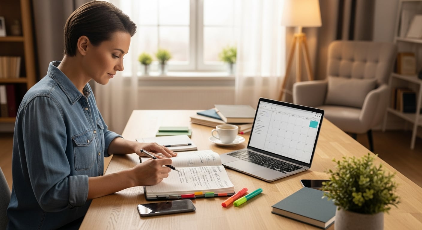 La organización del tiempo con agendas o aplicaciones móviles facilita la constancia en los hábitos saludables y mejora el bienestar general (Imagen Ilustrativa Infobae)