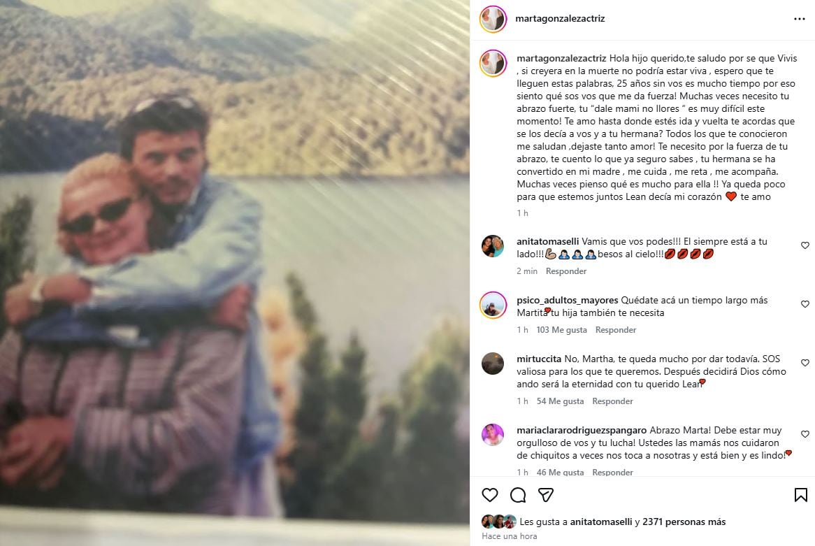 El posteo de Marta González a 25 años de la muerte de su hijo Leandro