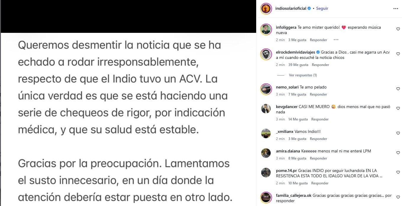 El “Indio” Solari fue internado para someterse a estudios médicos