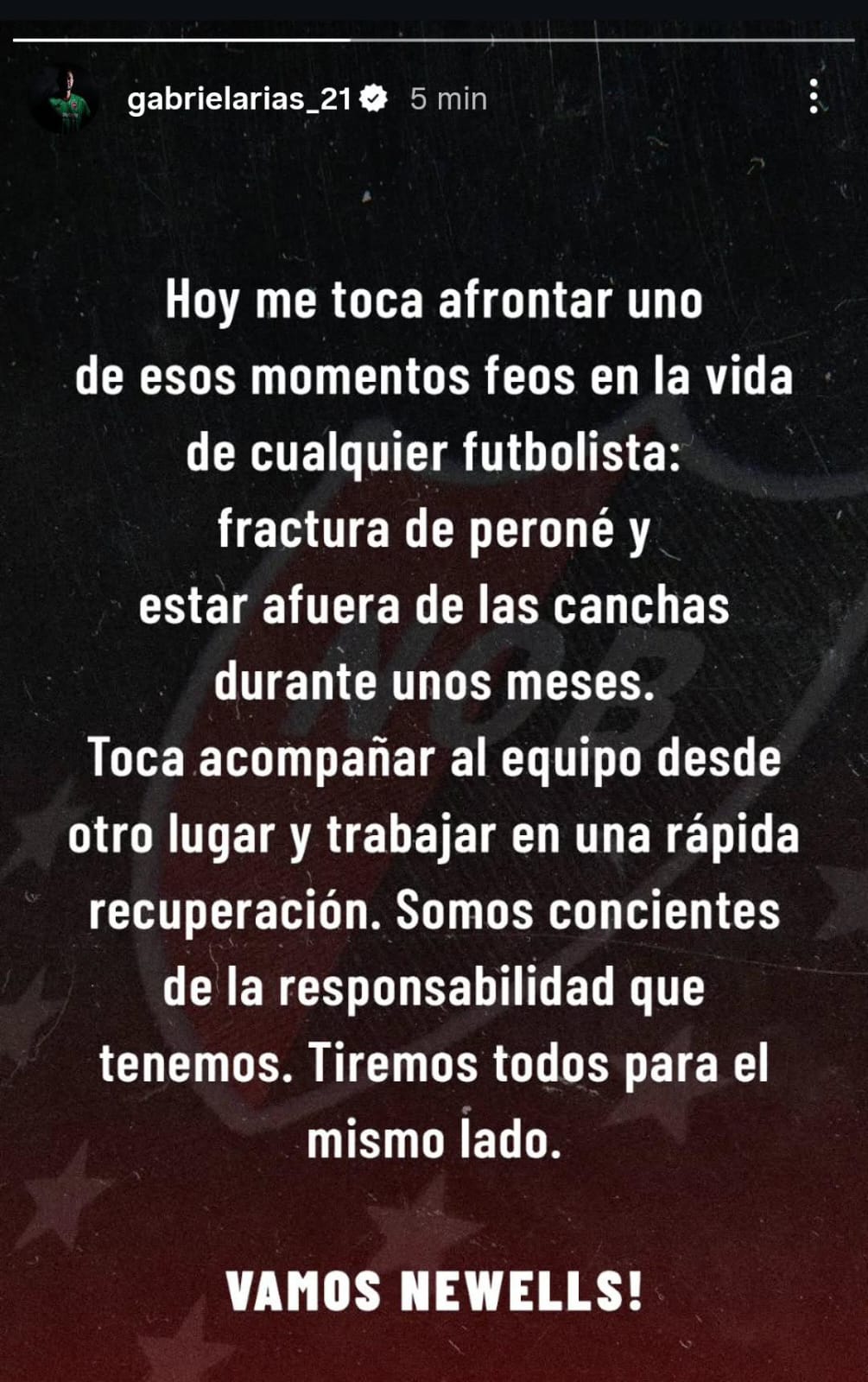 El posteo de Gabriel Arias en su cuenta de Instagram