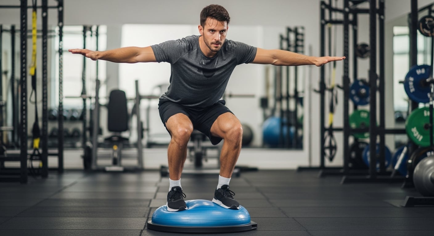 El entrenamiento de equilibrio incorpora ejercicios unipodales, sesiones con ojos cerrados y uso de pelotas Bosu para fortalecer la percepción corporal (Imagen Ilustrativa Infobae)