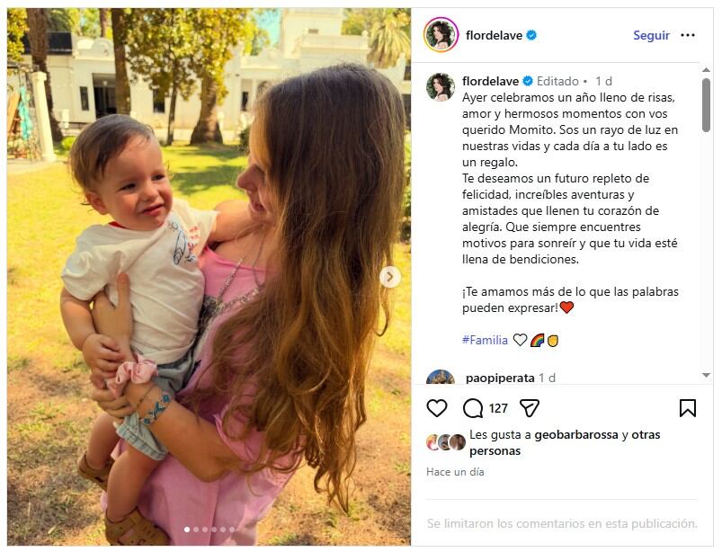 Flor de la V celebró el primer cumpleaños de su nieto Morrison con una fiesta al aire libre y emotivo mensaje familiar