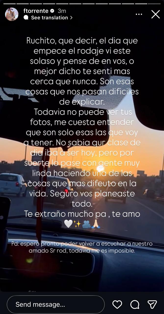 Flor Torrente recordó a su papá Rubén con un emotivo mensaje a casi un año de su muerte: “Todavía no puedo ver tus fotos”