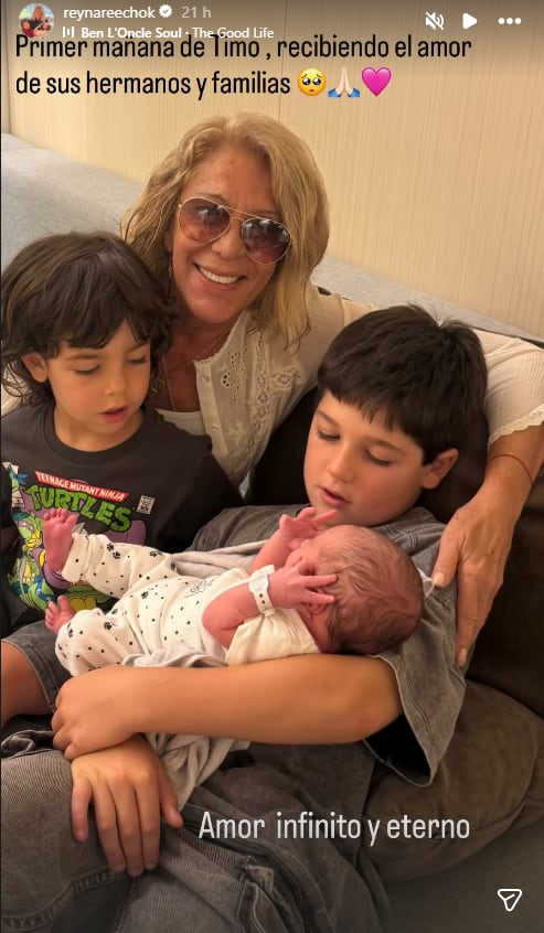 Juana Repetto mostró el primer encuentro de sus tres hijos: mimos, sonrisas y mucha ternura