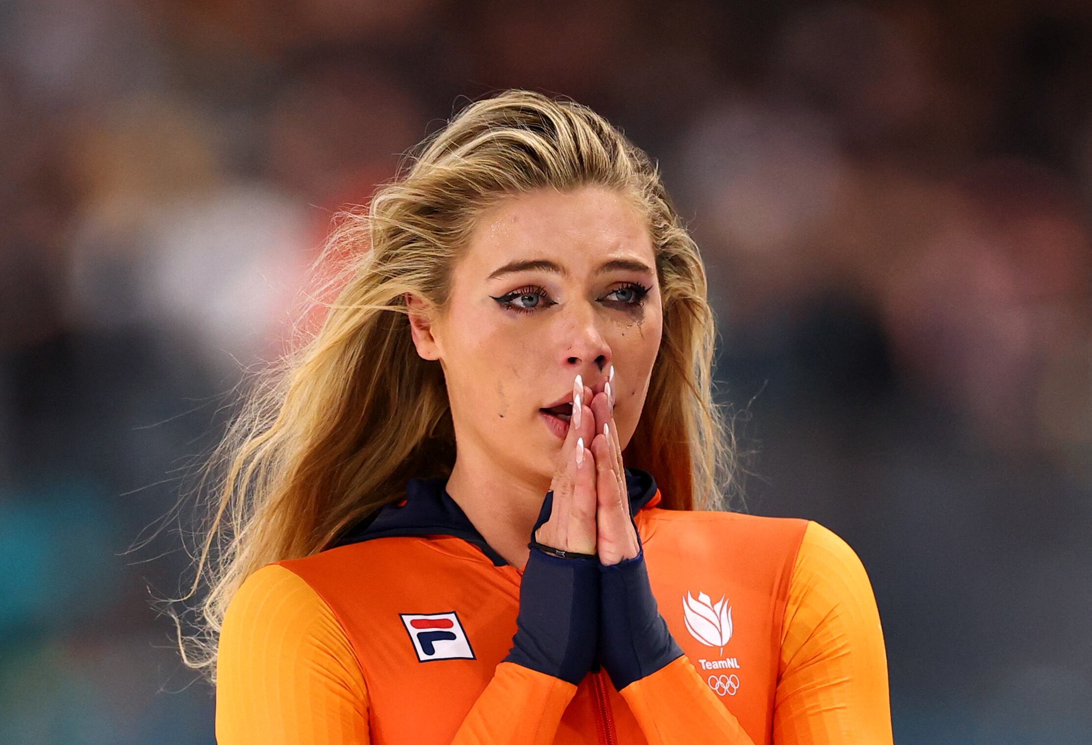 Jutta Leerdam arrasó en la prueba de 1,000 metros femeninos y se llevó el oro (REUTERS/Piroschka Van De Wouw)