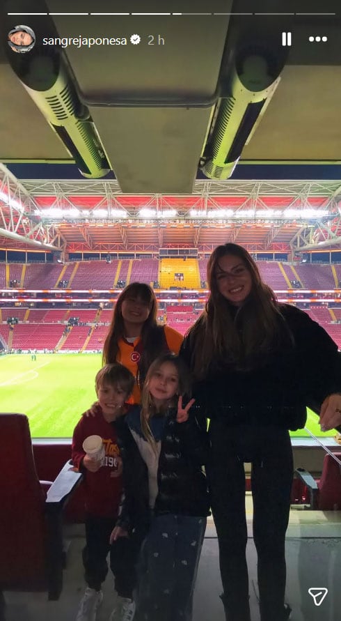 La China Suárez y sus hijos acompañaron a Mauro Icardi durante el partido en el que alcanzó el récord de máximo goleador extranjero del Galatasaray