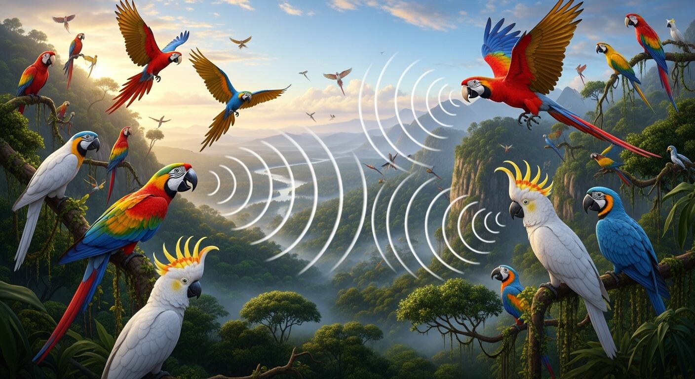 Diversas especies de aves utilizan vocalizaciones para comunicarse a través de vastas distancias selváticas. (Imagen Ilustrativa Infobae)