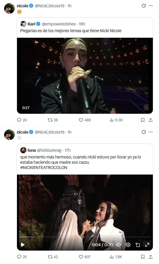 Nicki Nicole comparte momentos de profunda emoción en el Teatro Colón, incluyendo su actuación en el escenario y un tierno intercambio con Cazzu tras el concierto.