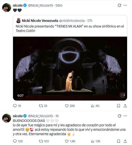La reacción de Nicki Nicole tras su concierto sinfónico en el Teatro Colón: “Fue mágico para mi”