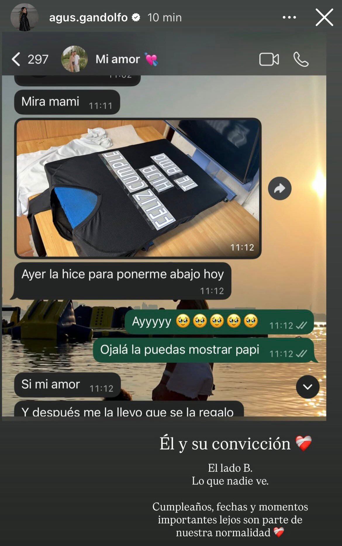 El diálogo entre Lautaro y su esposa y el comentario de Agus Galdolfo en redes (@agus.gandolfo)